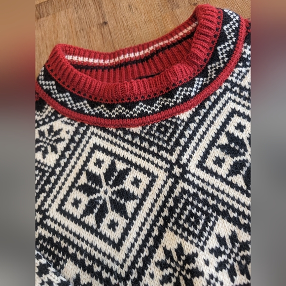 Black Canyon Canadian Wool Sweater L Nordic Boxy Ski Fair Isle Snowflake size L - Picture 7 of 12